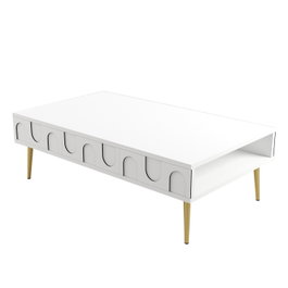 Hanah Home Lyon 33 Mesa de Centro Blanca y Oro